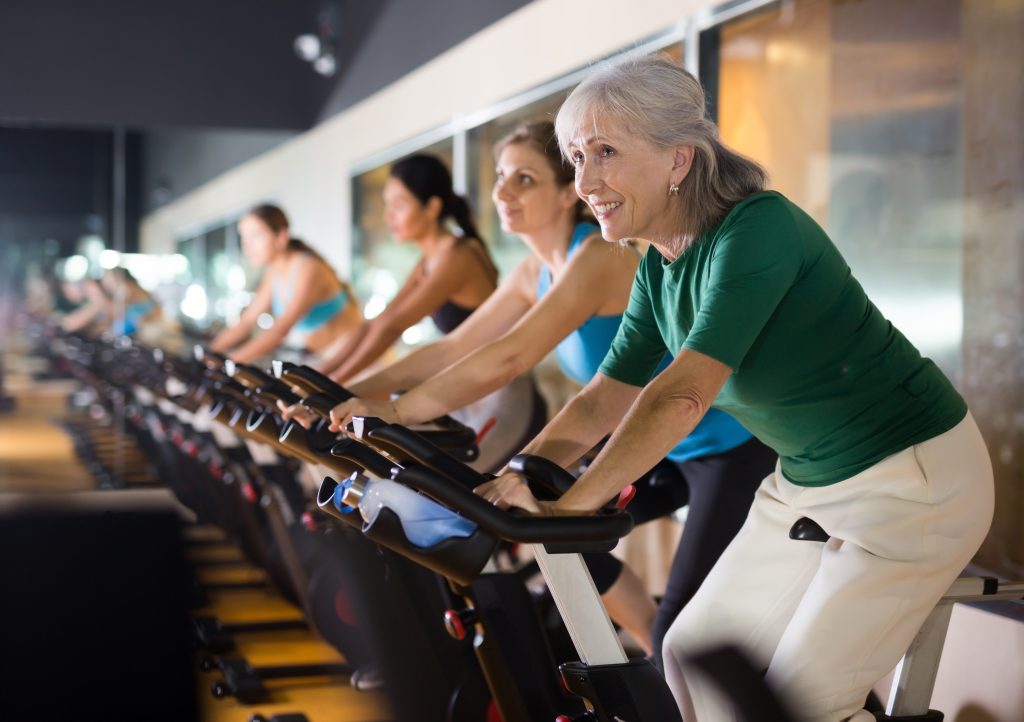 Women enjoying a spin class