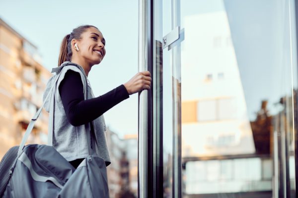 Women opening door
