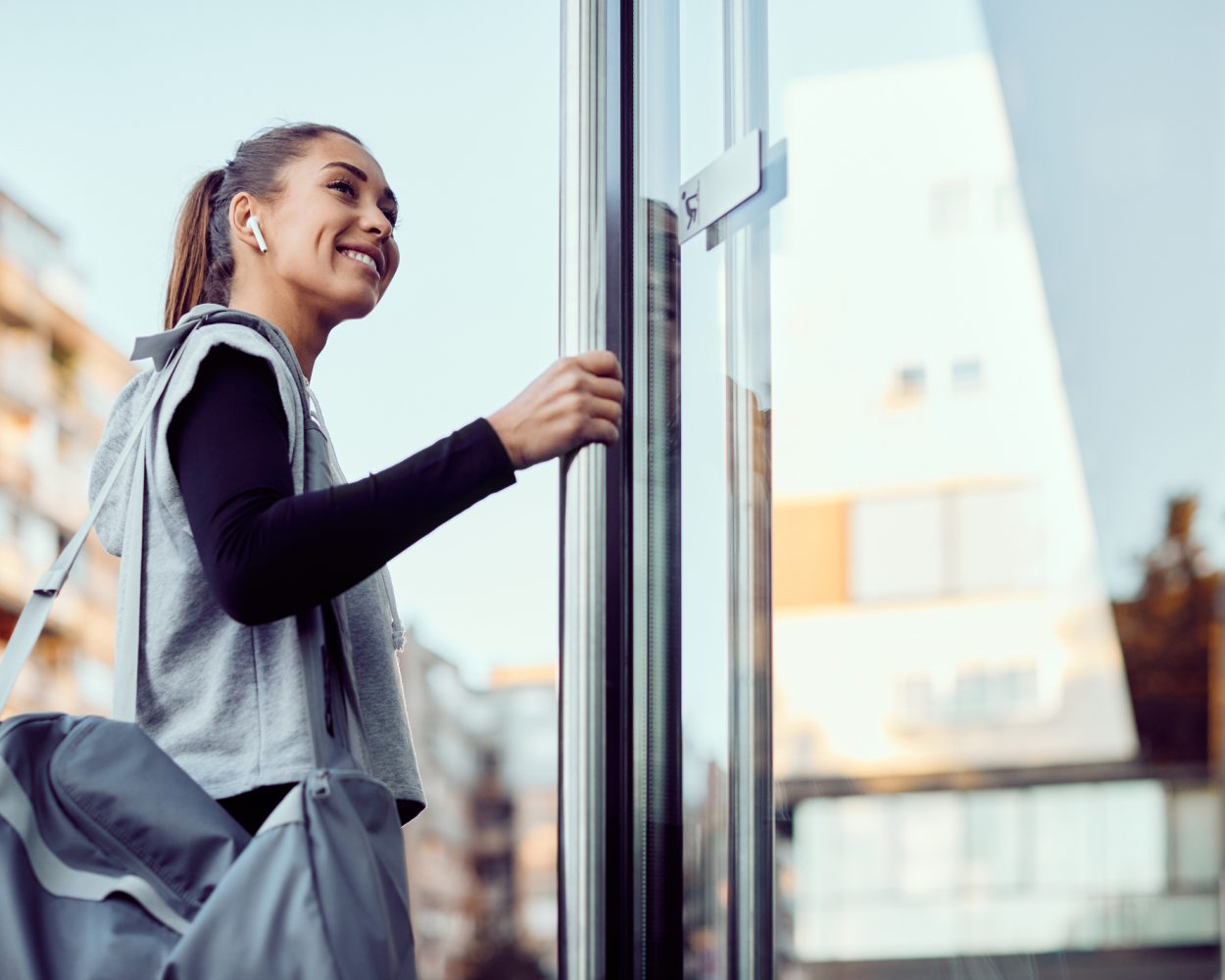 Women opening door
