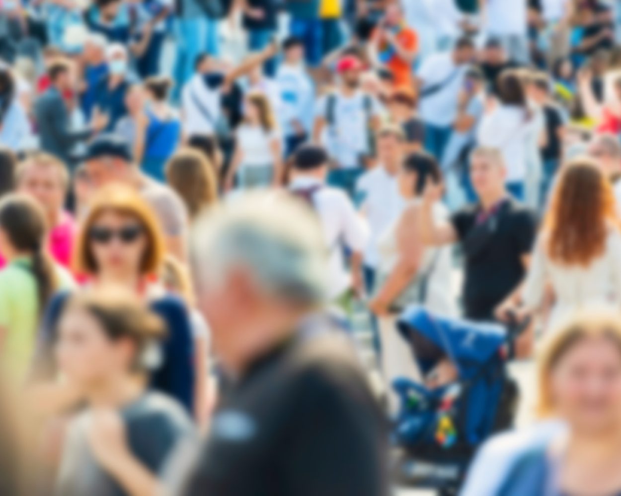 Crowd of people on city street