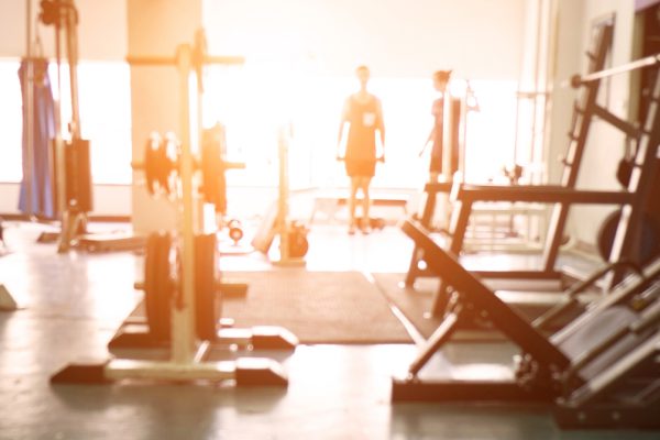 Blurred background of gym.